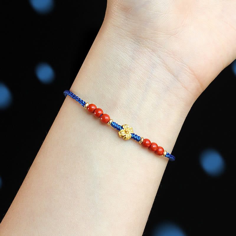 Nimara Ritual Klein Blue String South Red Agate Garnet Copper Flower Power Bracelet