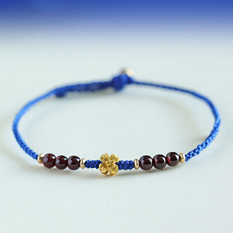 Nimara Ritual Klein Blue String South Red Agate Garnet Copper Flower Power Bracelet