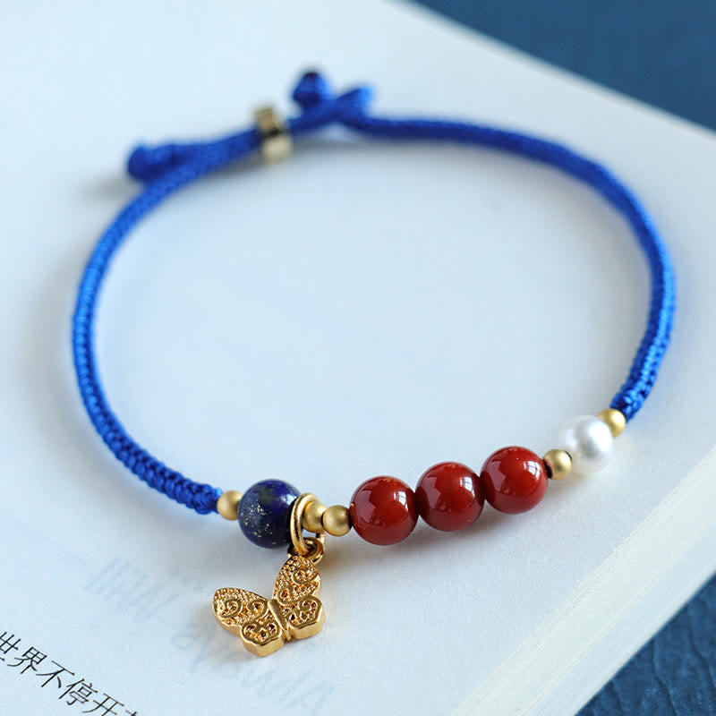 Nimara Ritual Klein Blue String South Red Agate Garnet Blue Aventurine Lazurite Copper Butterfly Fu Character Positive Bracelet