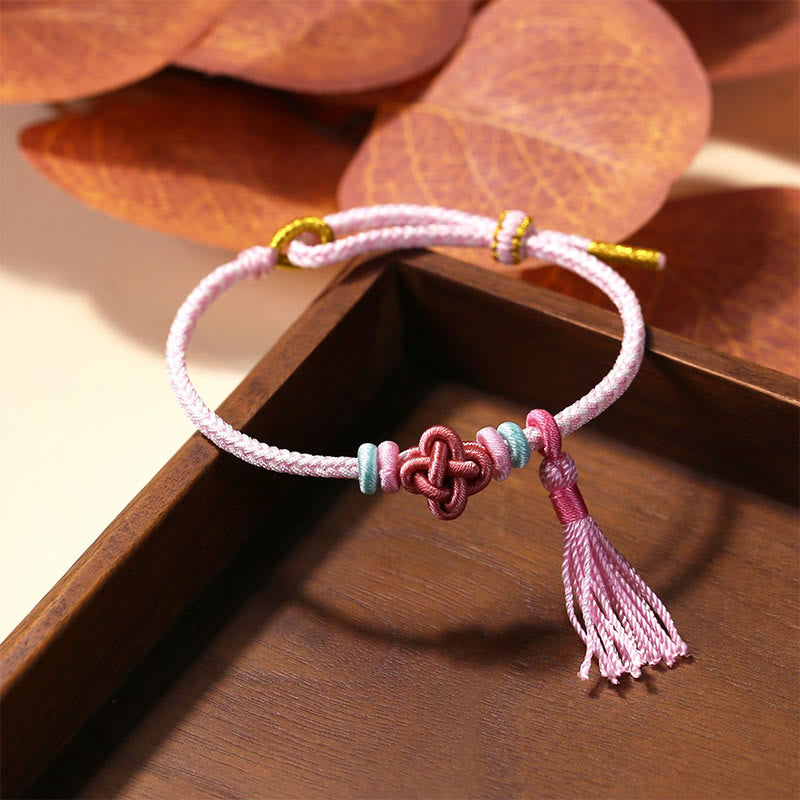 Nimara Ritual Colorful String Peach Blossom Knot Tassels Protection Bracelet