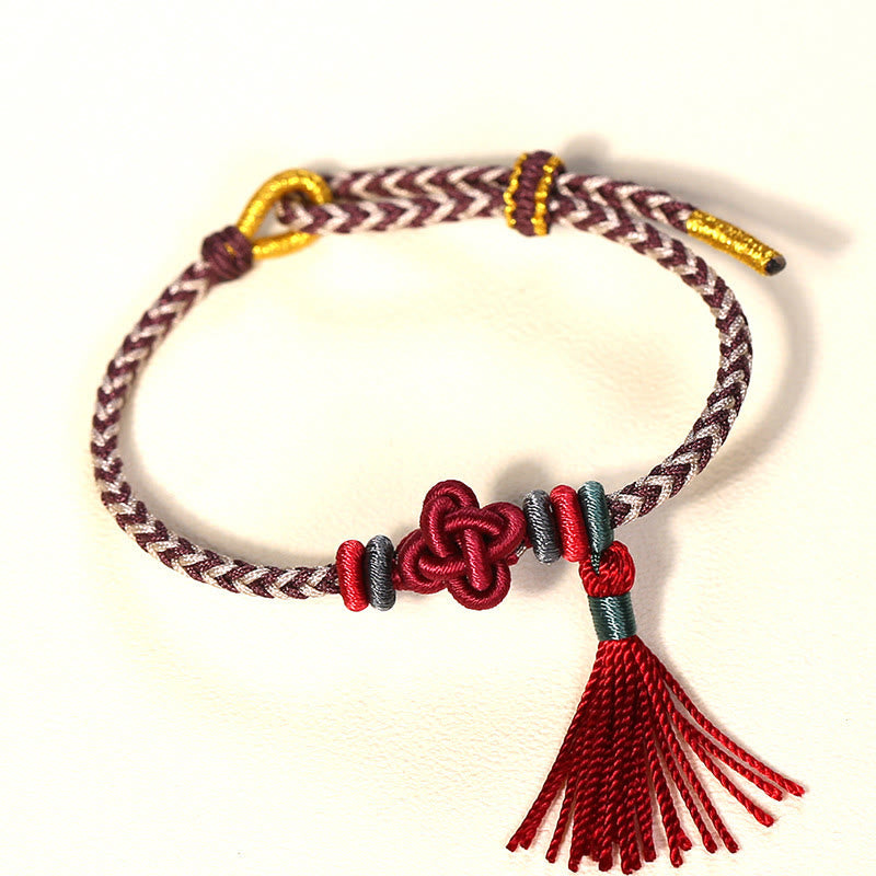 Nimara Ritual Colorful String Peach Blossom Knot Tassels Protection Bracelet