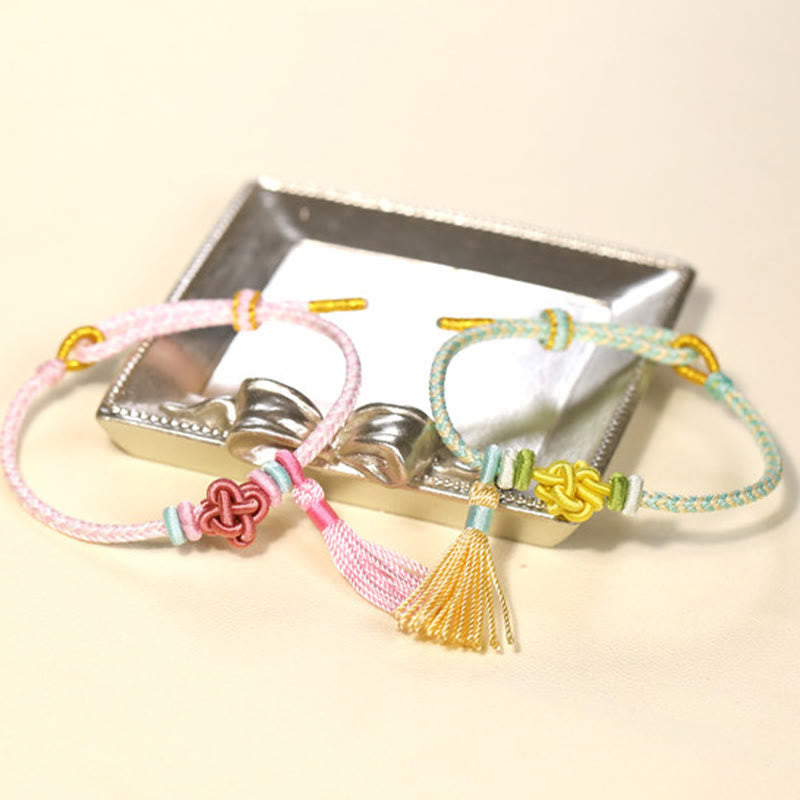 Nimara Ritual Colorful String Peach Blossom Knot Tassels Protection Bracelet