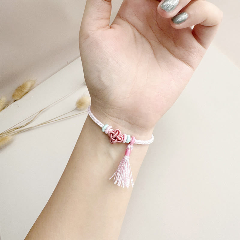 Nimara Ritual Colorful String Peach Blossom Knot Tassels Protection Bracelet