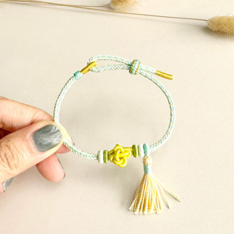 Nimara Ritual Colorful String Peach Blossom Knot Tassels Protection Bracelet