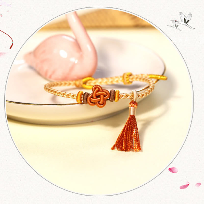 Nimara Ritual Colorful String Peach Blossom Knot Tassels Protection Bracelet