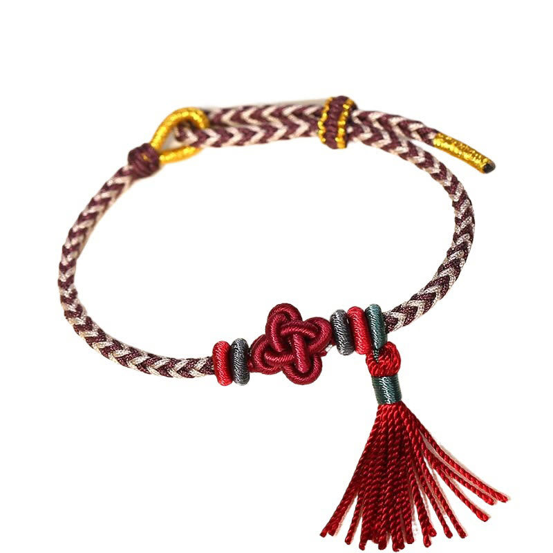 Nimara Ritual Colorful String Peach Blossom Knot Tassels Protection Bracelet