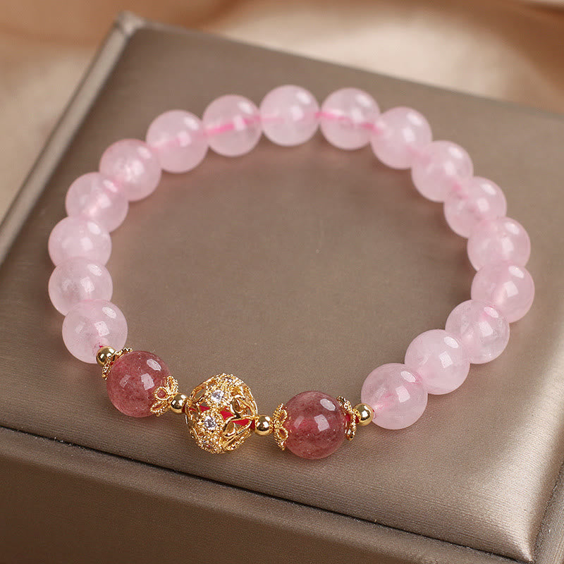 Nimara Ritual Pink Crystal Strawberry Quartz Love Bracelet
