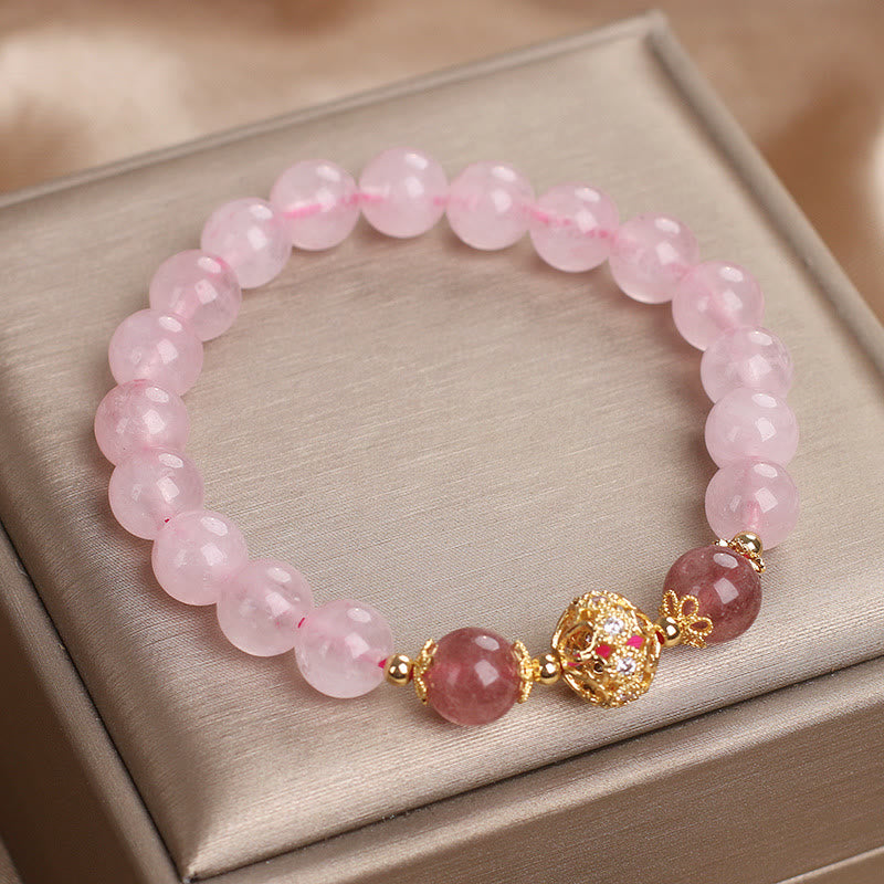 Nimara Ritual Pink Crystal Strawberry Quartz Love Bracelet
