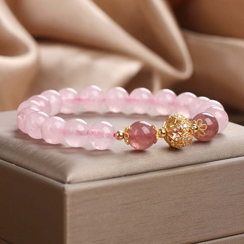 Nimara Ritual Pink Crystal Strawberry Quartz Love Bracelet