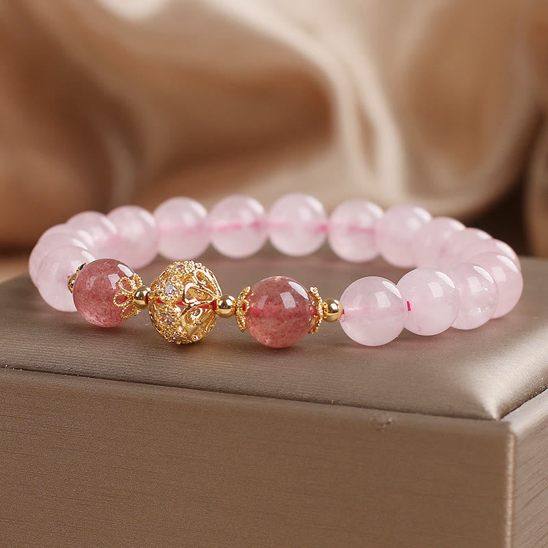 Nimara Ritual Pink Crystal Strawberry Quartz Love Bracelet