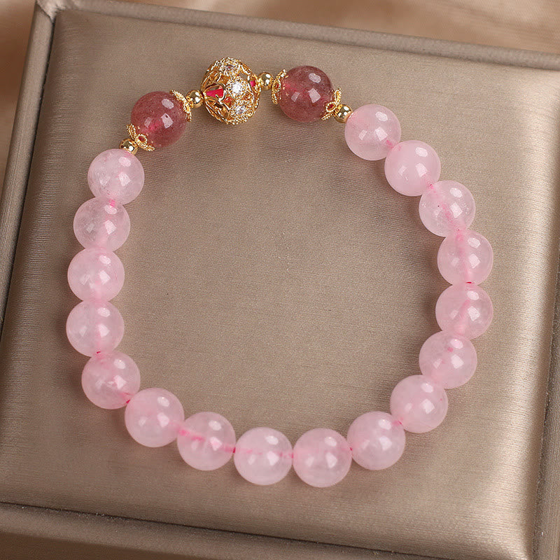 Nimara Ritual Pink Crystal Strawberry Quartz Love Bracelet