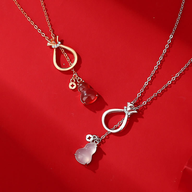 Nimara Ritual Red Agate Chalcedony 925 Sterling Silver Gourd Lucky Bag Confidence Necklace Pendant