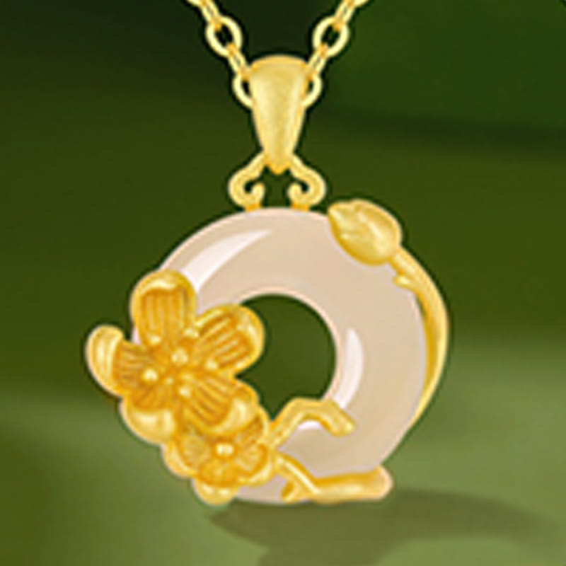 Nimara Ritual Chalcedony 925 Sterling Silver Peace Buckle Flowers Necklace Pendant