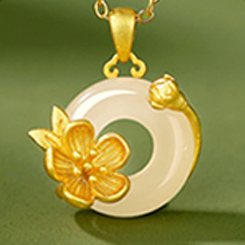 Nimara Ritual Chalcedony 925 Sterling Silver Peace Buckle Flowers Necklace Pendant