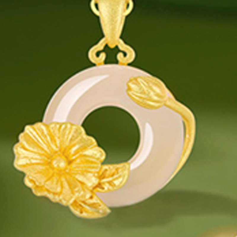 Nimara Ritual Chalcedony 925 Sterling Silver Peace Buckle Flowers Necklace Pendant