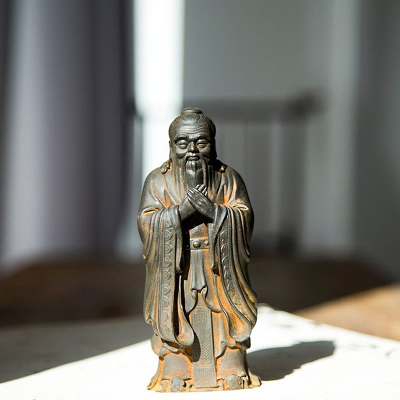 Nimara Ritual Handmade Confucius Iron Powder Rust Cast Resin Statue Home Decoration