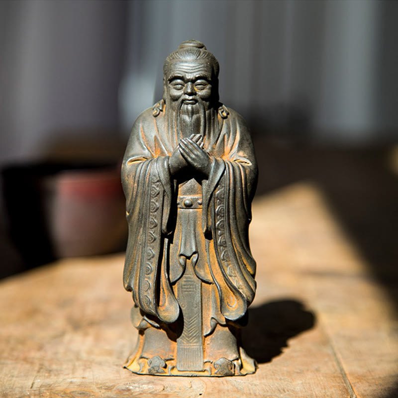 Nimara Ritual Handmade Confucius Iron Powder Rust Cast Resin Statue Home Decoration