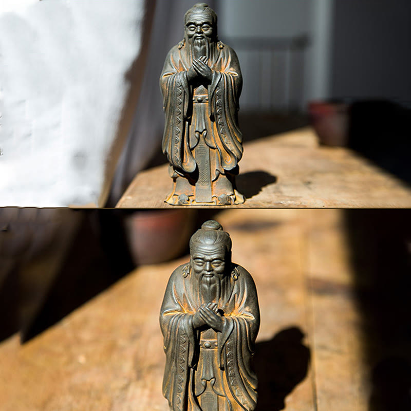 Nimara Ritual Handmade Confucius Iron Powder Rust Cast Resin Statue Home Decoration