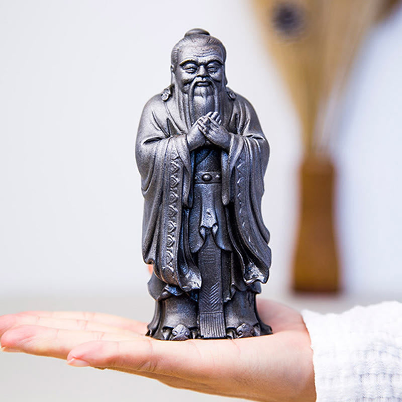 Nimara Ritual Handmade Confucius Iron Powder Rust Cast Resin Statue Home Decoration