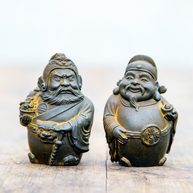 Nimara Ritual Handmade Literary Military God of Wealth Iron Powder Rust Cast Resin Statue Home Decoration
