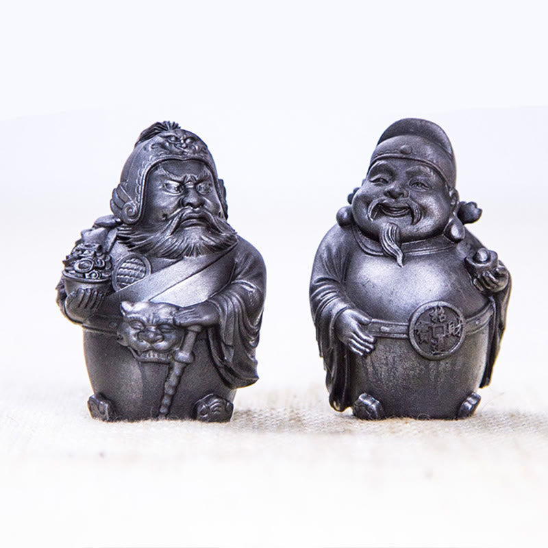 Nimara Ritual Handmade Literary Military God of Wealth Iron Powder Rust Cast Resin Statue Home Decoration