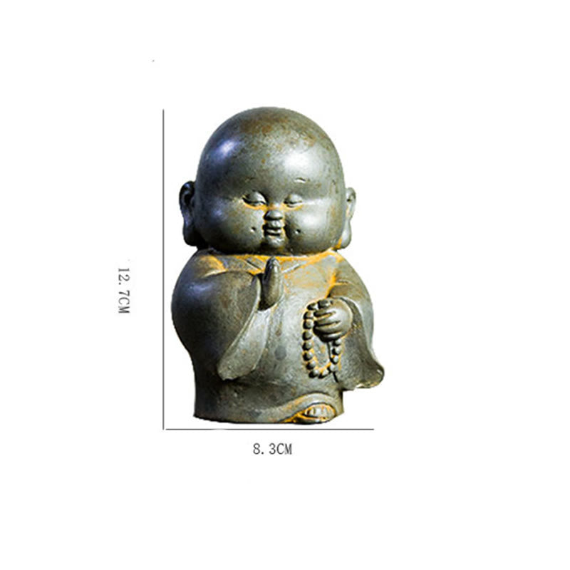 Nimara Ritual Handmade Little Monk Iron Powder Rust Cast Resin Statue Home Decoration