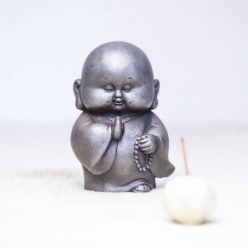 Nimara Ritual Handmade Little Monk Iron Powder Rust Cast Resin Statue Home Decoration