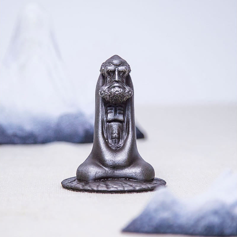 Nimara Ritual Handmade Bodhidharma Iron Powder Rust Cast Resin Statue Home Decoration