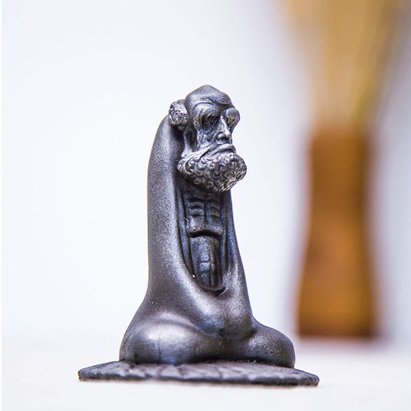Nimara Ritual Handmade Bodhidharma Iron Powder Rust Cast Resin Statue Home Decoration