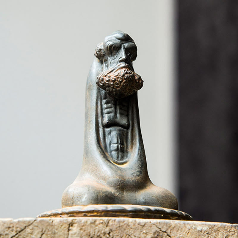 Nimara Ritual Handmade Bodhidharma Iron Powder Rust Cast Resin Statue Home Decoration