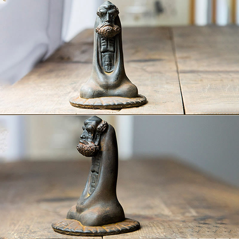 Nimara Ritual Handmade Bodhidharma Iron Powder Rust Cast Resin Statue Home Decoration