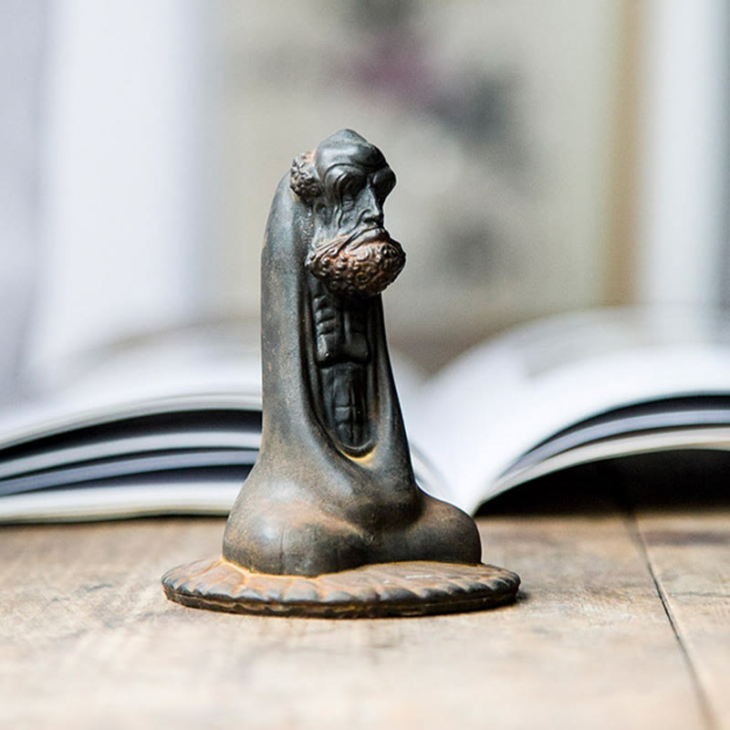Nimara Ritual Handmade Bodhidharma Iron Powder Rust Cast Resin Statue Home Decoration