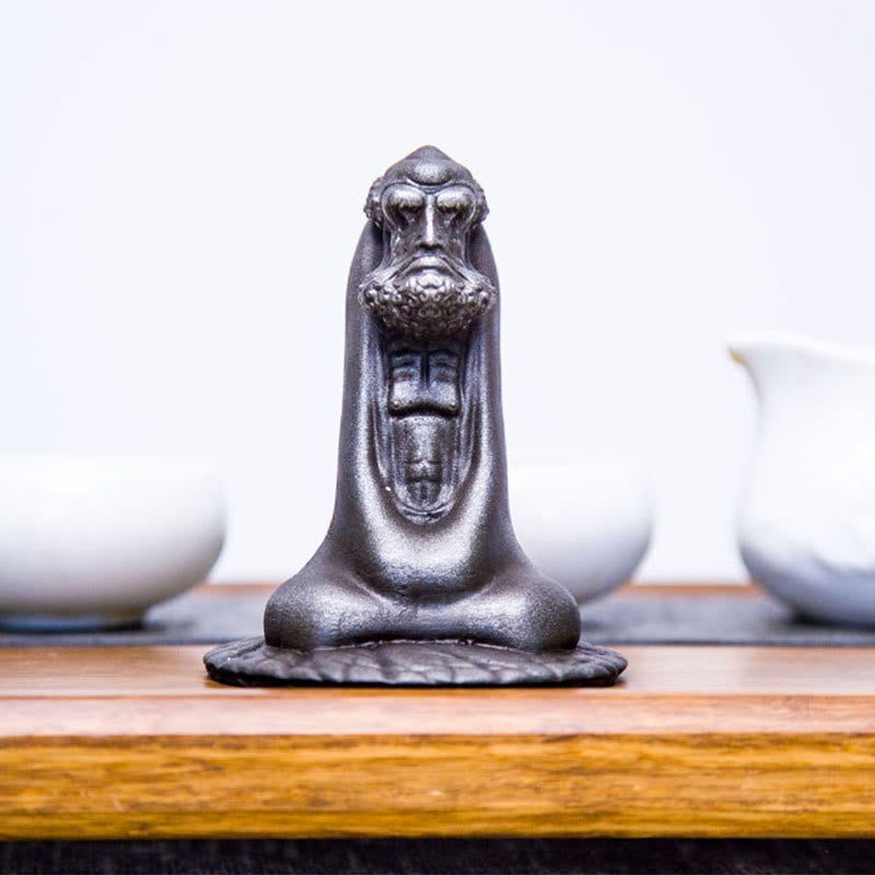Nimara Ritual Handmade Bodhidharma Iron Powder Rust Cast Resin Statue Home Decoration