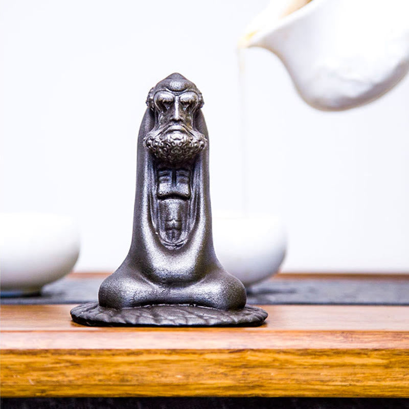 Nimara Ritual Handmade Bodhidharma Iron Powder Rust Cast Resin Statue Home Decoration