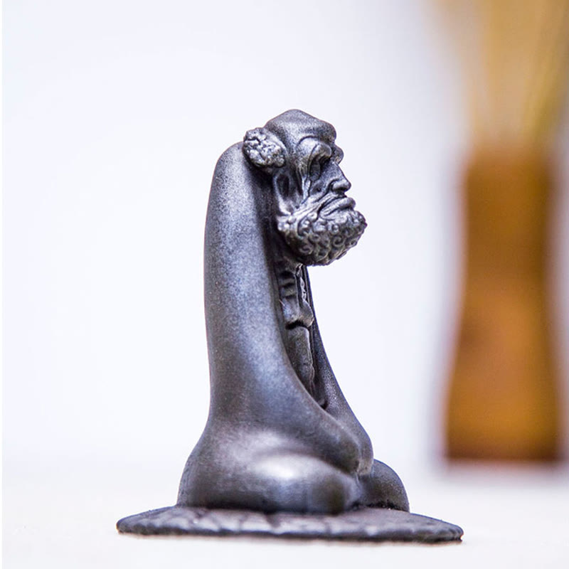 Nimara Ritual Handmade Bodhidharma Iron Powder Rust Cast Resin Statue Home Decoration