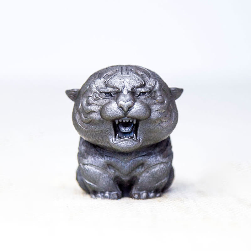 Nimara Ritual Handmade Mini Roaring Tiger Iron Powder Rust Cast Resin Statue Home Decoration