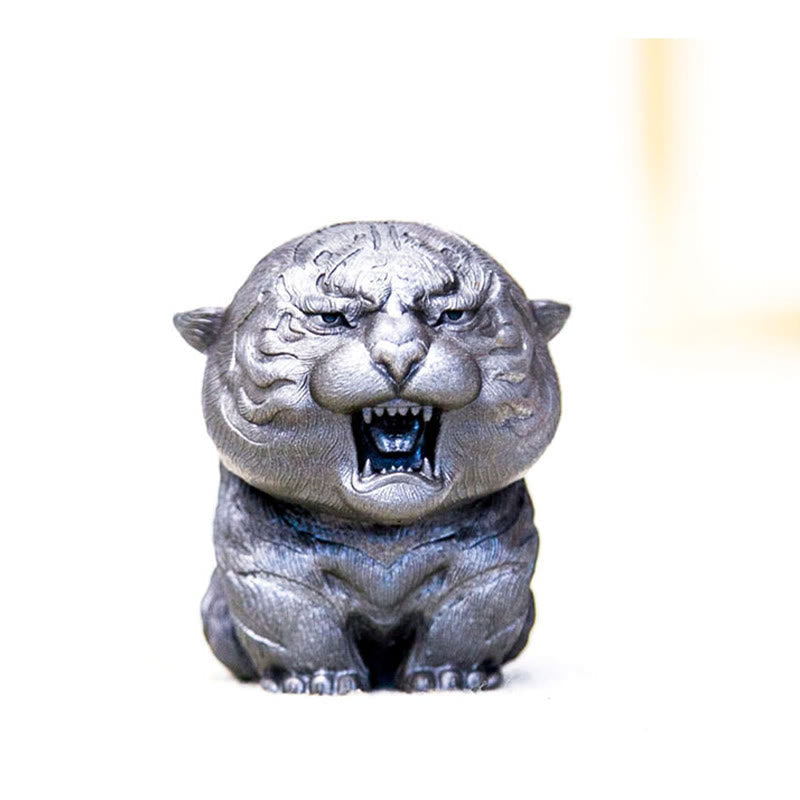 Nimara Ritual Handmade Mini Roaring Tiger Iron Powder Rust Cast Resin Statue Home Decoration