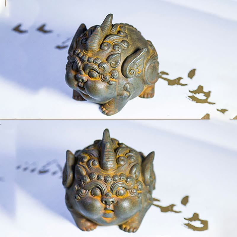Nimara Ritual Handmade Wealth PiXiu Iron Powder Rust Cast Resin Statue Home Decoration
