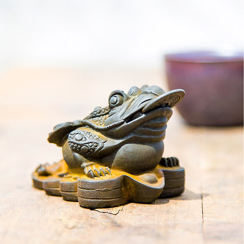 Nimara Ritual Handmade Feng Shui Frog Toad Copper Coins Iron Powder Rust Cast Resin Statue Home Decoration
