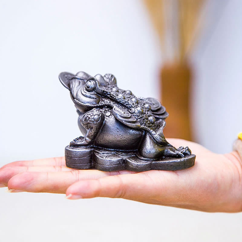 Nimara Ritual Handmade Feng Shui Frog Toad Copper Coins Iron Powder Rust Cast Resin Statue Home Decoration