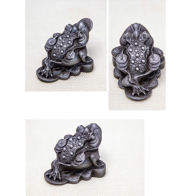 Nimara Ritual Handmade Feng Shui Frog Toad Copper Coins Iron Powder Rust Cast Resin Statue Home Decoration
