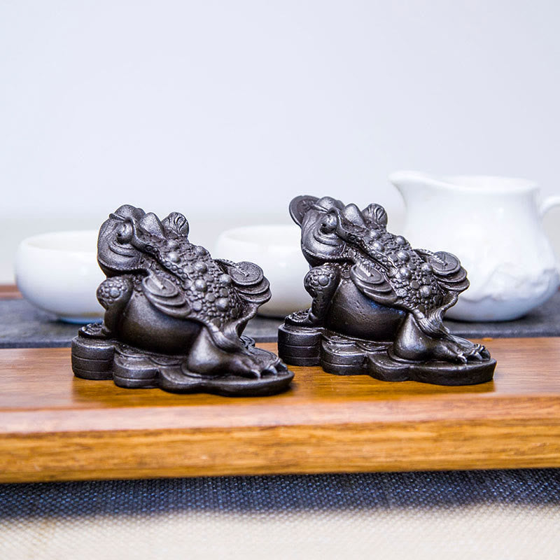 Nimara Ritual Handmade Feng Shui Frog Toad Copper Coins Iron Powder Rust Cast Resin Statue Home Decoration