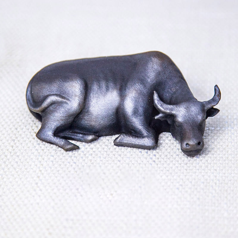 Nimara Ritual Handmade Small Water Buffalo Bull Iron Powder Rust Cast Resin Statue Home Decoration