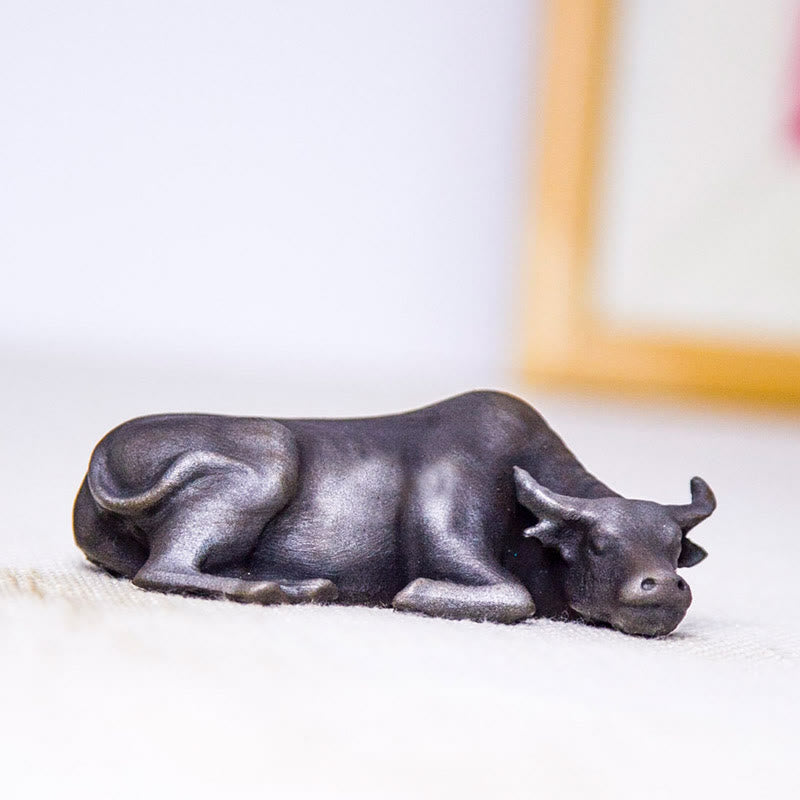 Nimara Ritual Handmade Small Water Buffalo Bull Iron Powder Rust Cast Resin Statue Home Decoration