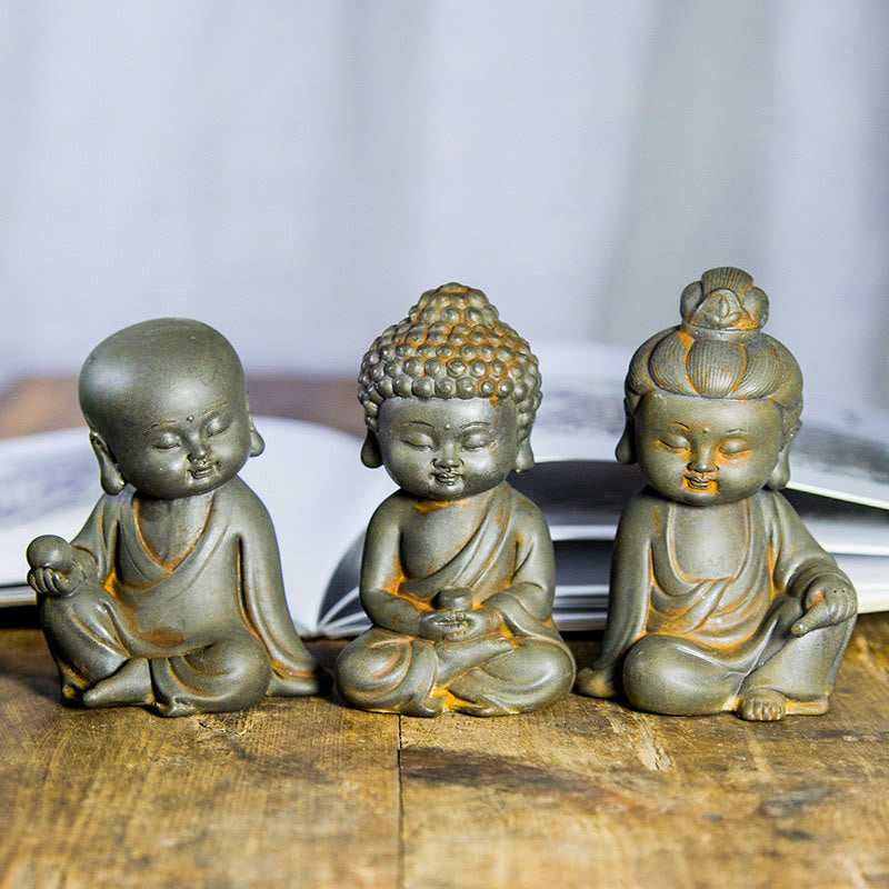 Nimara Ritual Handmade Ksitigarbha Kwan Yin Guanyin Avalokitesvara Tathagata Iron Powder Rust Cast Resin Statue Home Decoration