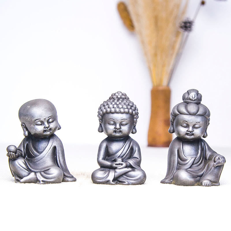 Nimara Ritual Handmade Ksitigarbha Kwan Yin Guanyin Avalokitesvara Tathagata Iron Powder Rust Cast Resin Statue Home Decoration