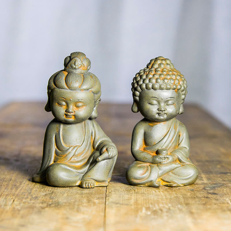 Nimara Ritual Handmade Ksitigarbha Kwan Yin Guanyin Avalokitesvara Tathagata Iron Powder Rust Cast Resin Statue Home Decoration