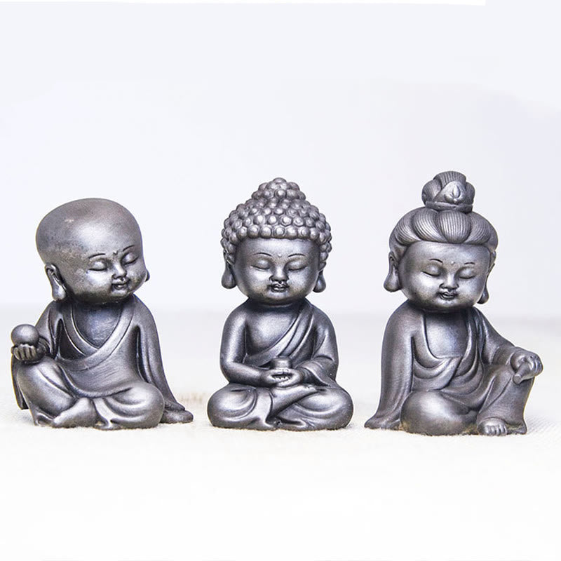 Nimara Ritual Handmade Ksitigarbha Kwan Yin Guanyin Avalokitesvara Tathagata Iron Powder Rust Cast Resin Statue Home Decoration