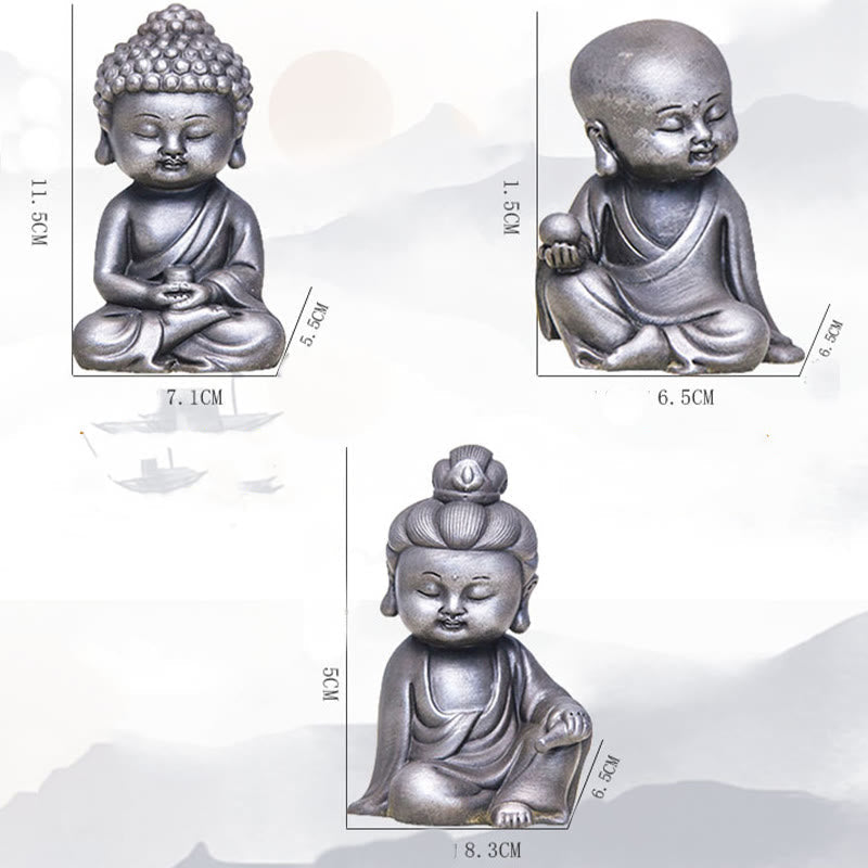 Nimara Ritual Handmade Ksitigarbha Kwan Yin Guanyin Avalokitesvara Tathagata Iron Powder Rust Cast Resin Statue Home Decoration