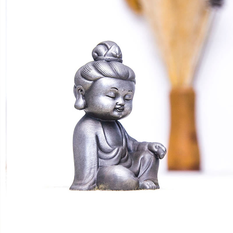 Nimara Ritual Handmade Ksitigarbha Kwan Yin Guanyin Avalokitesvara Tathagata Iron Powder Rust Cast Resin Statue Home Decoration
